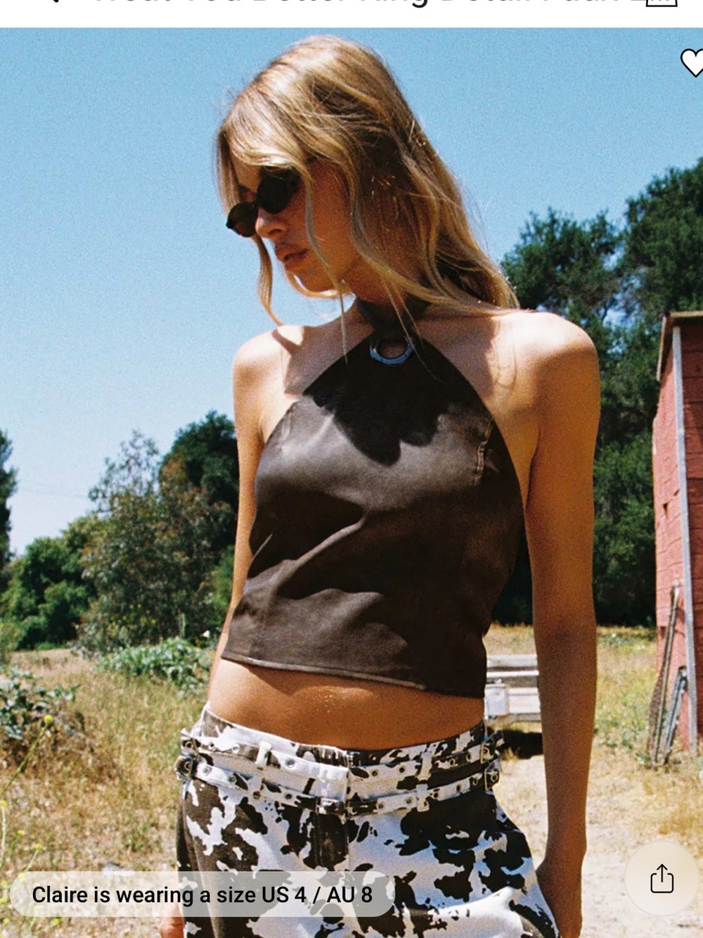Treat You Better Ring Detail Faux Leather Top Brown NWT